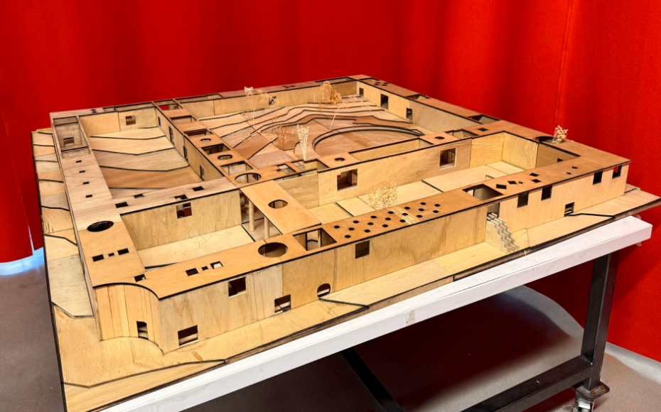 Luna House model, aerial view