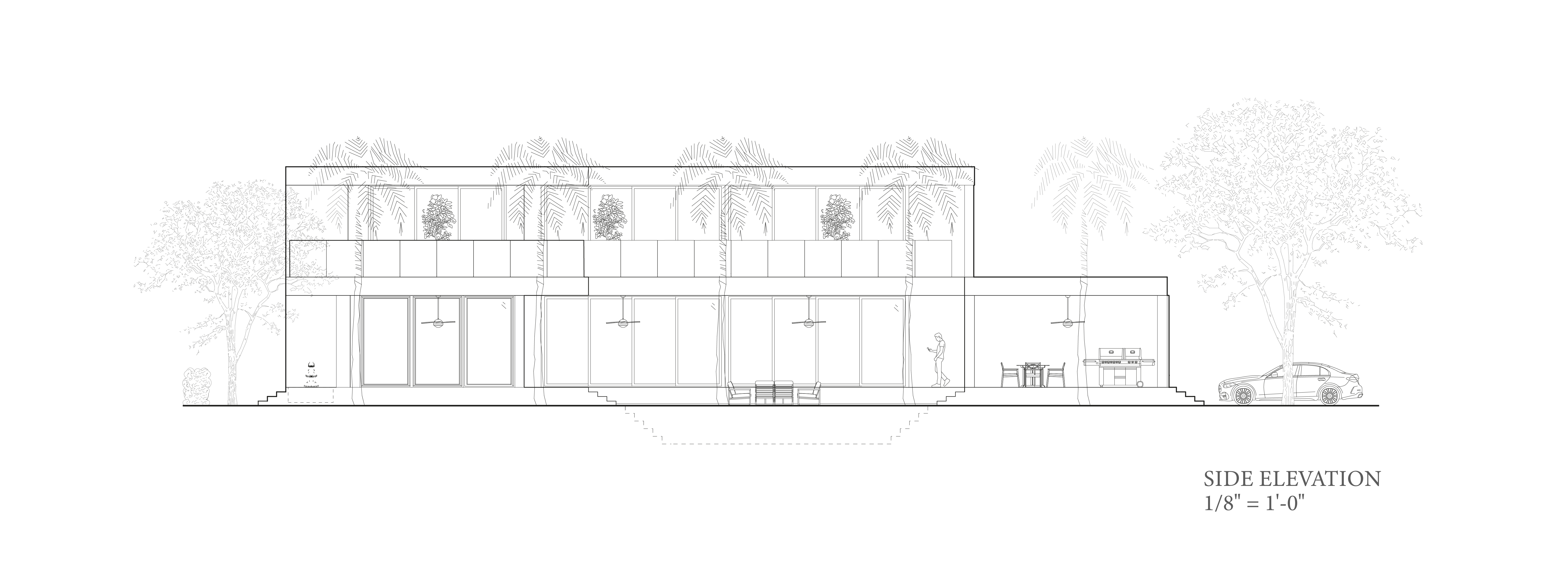 Side elevation of Courtyard House