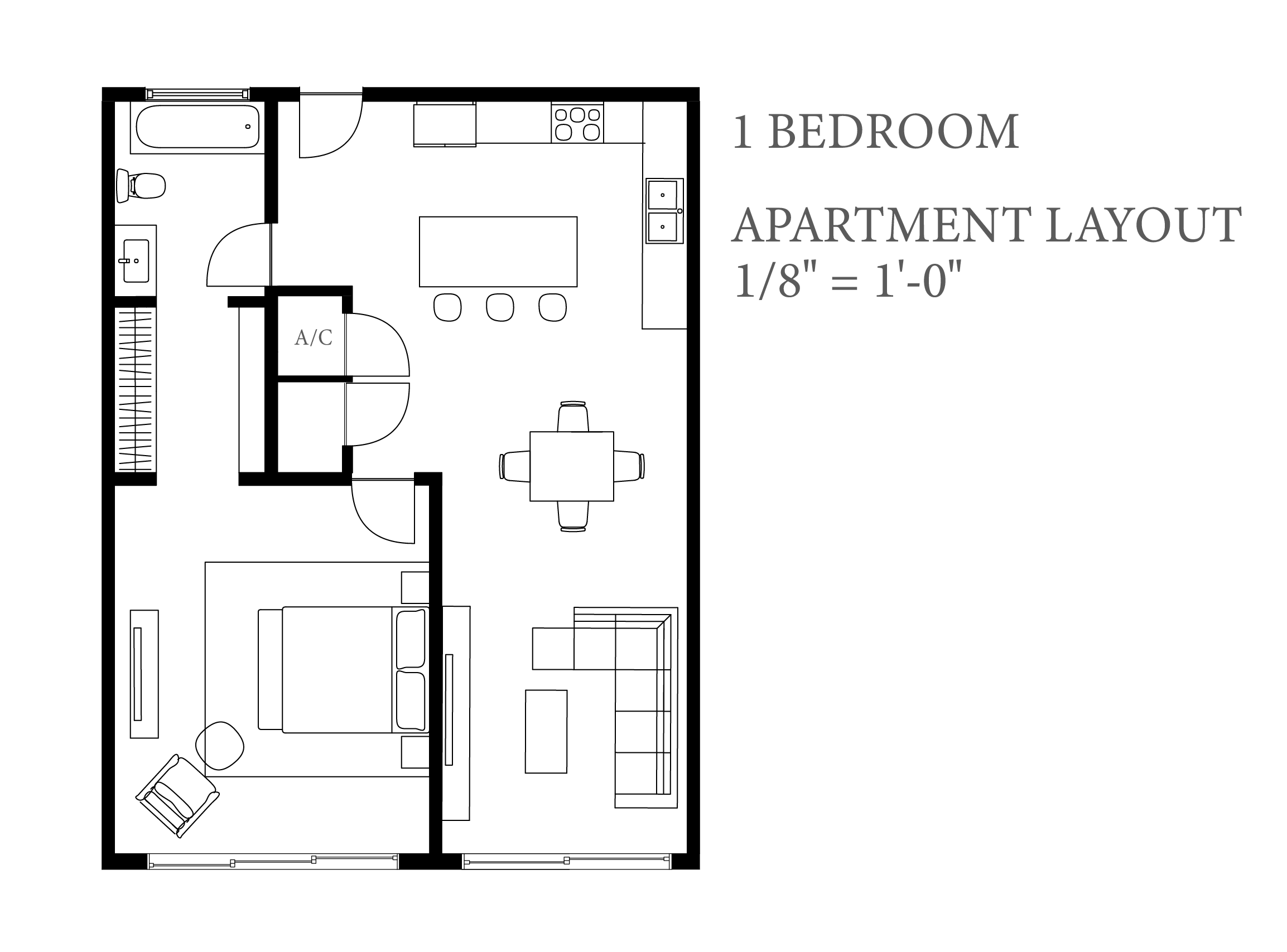 1 bedroom floorplan